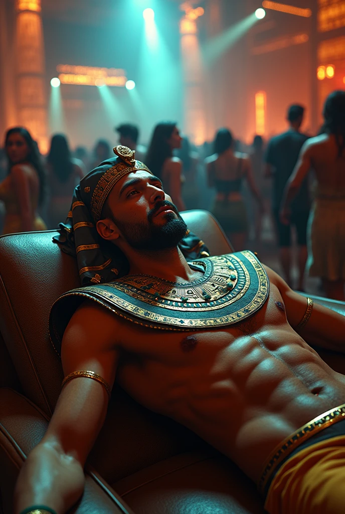 Egyptian man lying in a disco, 