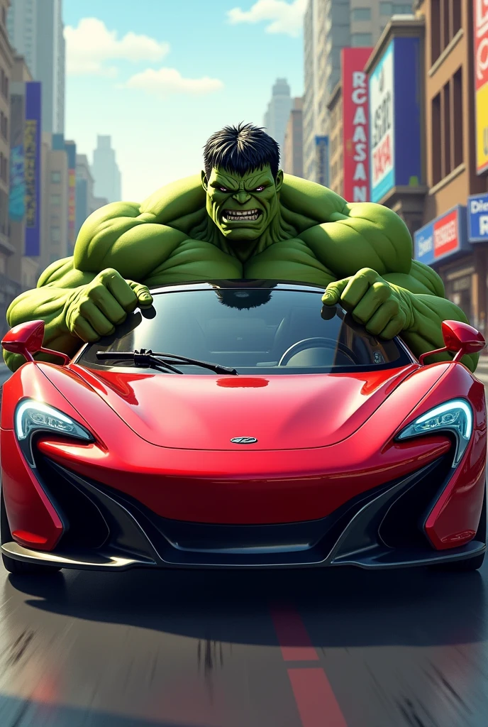 Red car with hulk