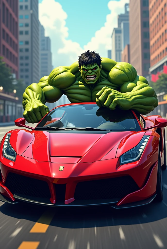 Red car with hulk