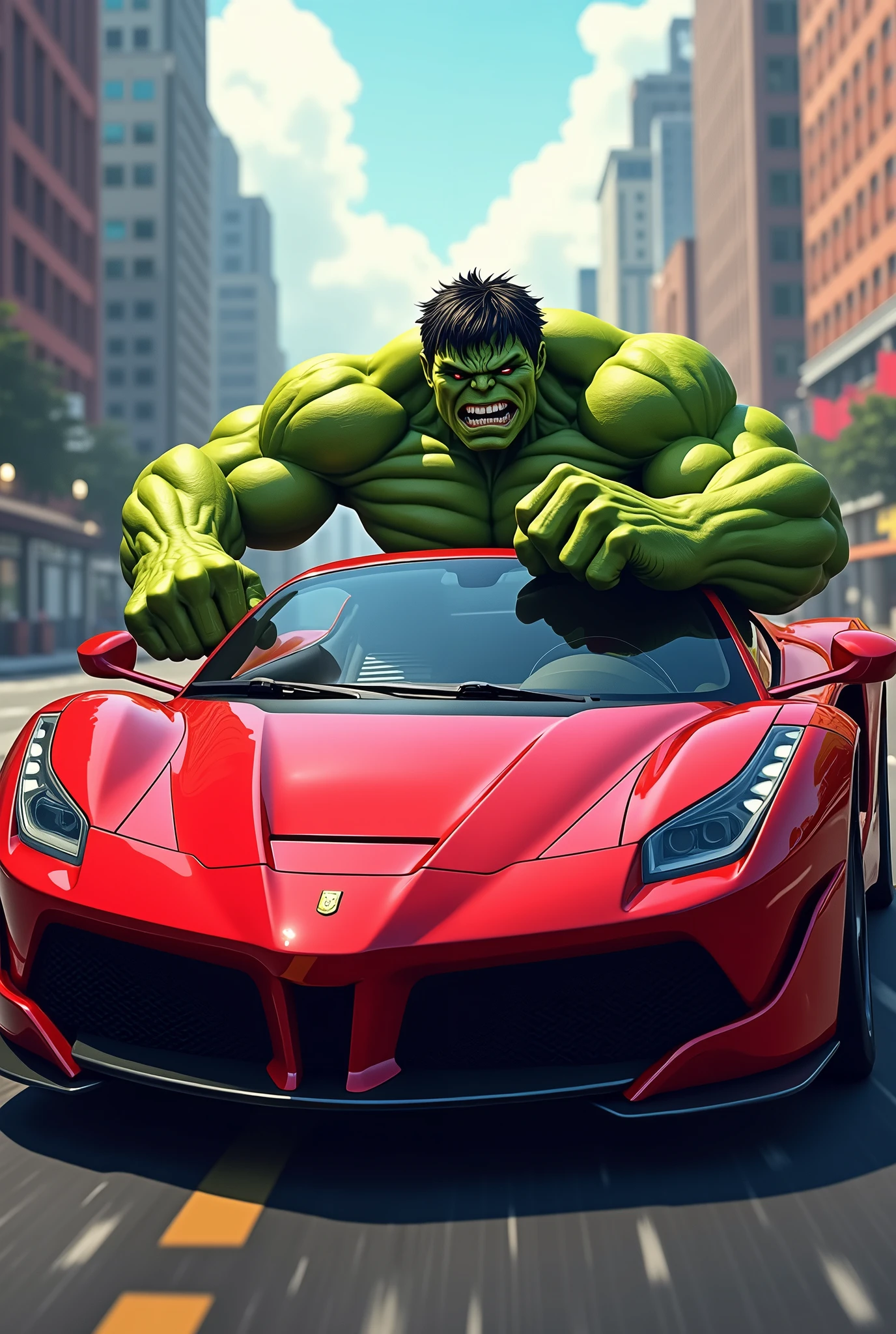 Red car with hulk