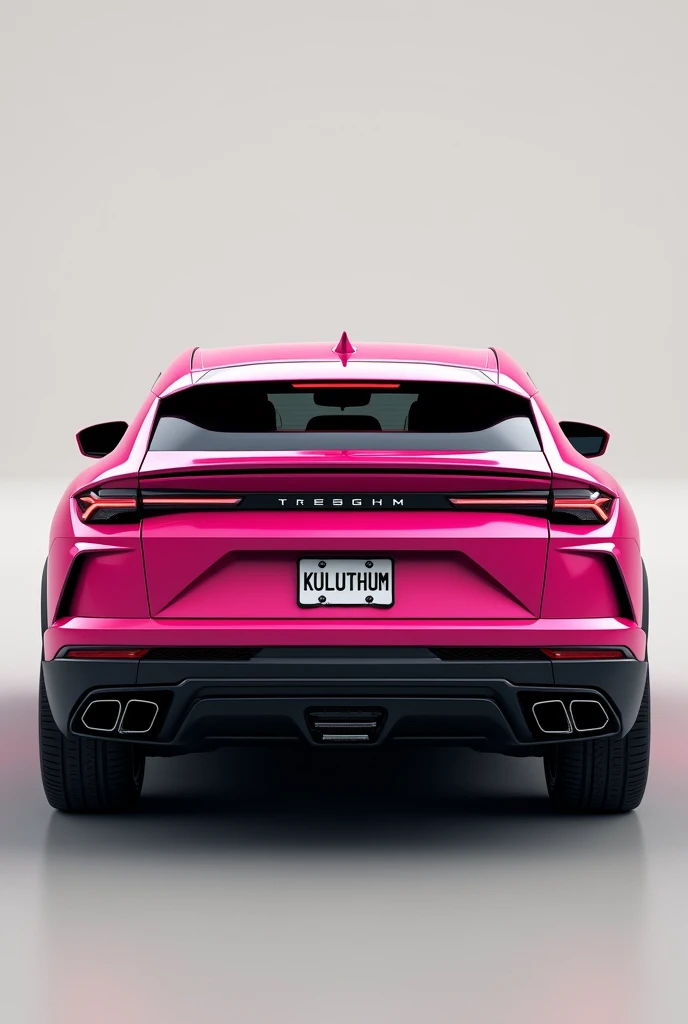 a picture of A pink lamborghini Urus  backside with a number plate written KULUTHUM