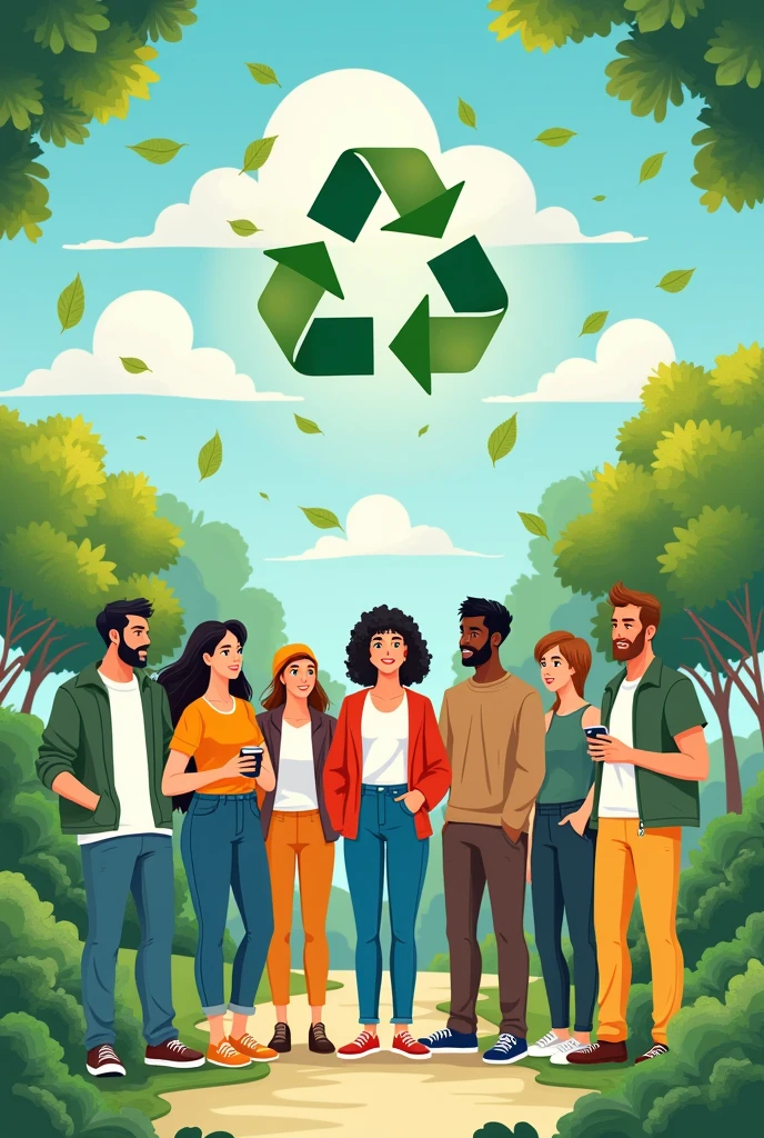 environmental awareness poster like group of peole, reduce reuse recycle, clean community, and clean environmental, and awareness.