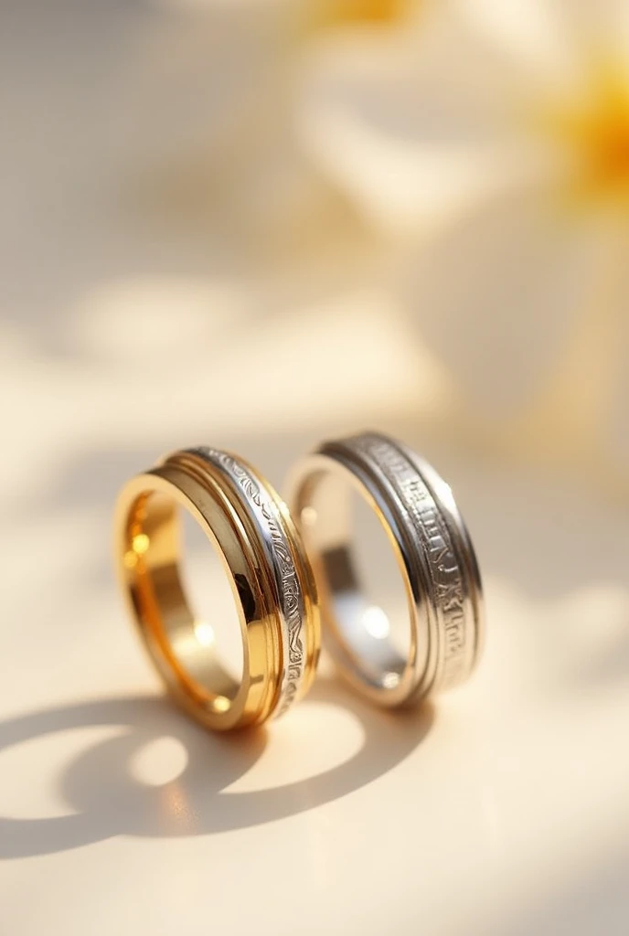 A gold and silver wedding ring
