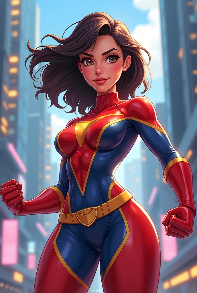 Superheroine woman animated style