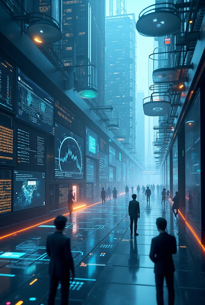 "Create a realistic and detailed image depicting companies collecting internet data from their users. Show a sophisticated scene where various companies are represented as sleek, modern entities, such as advanced data centers or high-tech robots, actively gathering data. Illustrate these entities using precise data collection tools, such as high-tech sensors or large, intricate data servers. Users, depicted as everyday individuals in a digital environment, might be interacting with apps or websites, with data streams visibly flowing from their devices to the companies. Include elements like detailed graphs, data clouds, and clear visual effects to represent the data being collected. Use a professional and polished style with a focus on accuracy and technical detail to create an informative and engaging representation of data collection in the digital age."