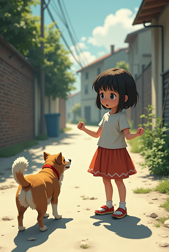 A girl who found a stray dog and got scared