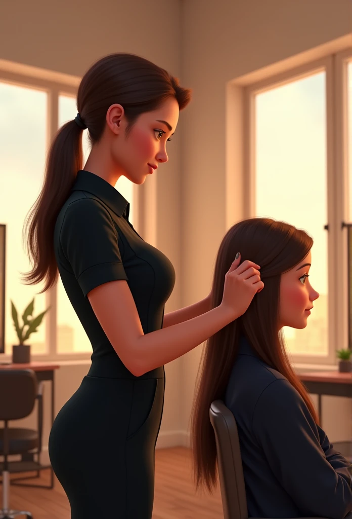 black uniform hair, straightening a client&#39;s hair disney pixar style