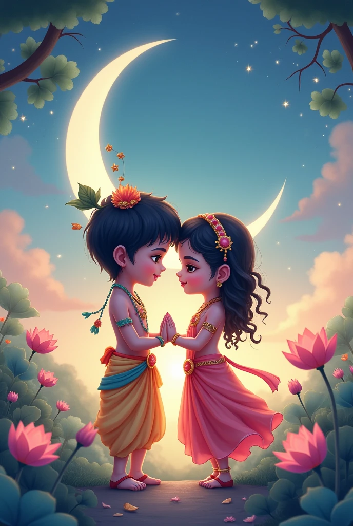 Kids 10 age 
Krishna Radha nights cute moon morning sun cute face amine 