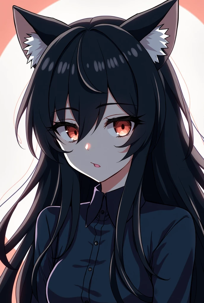 One person, Long Hair,Black,Cat ear, Highest quality, Illustration,