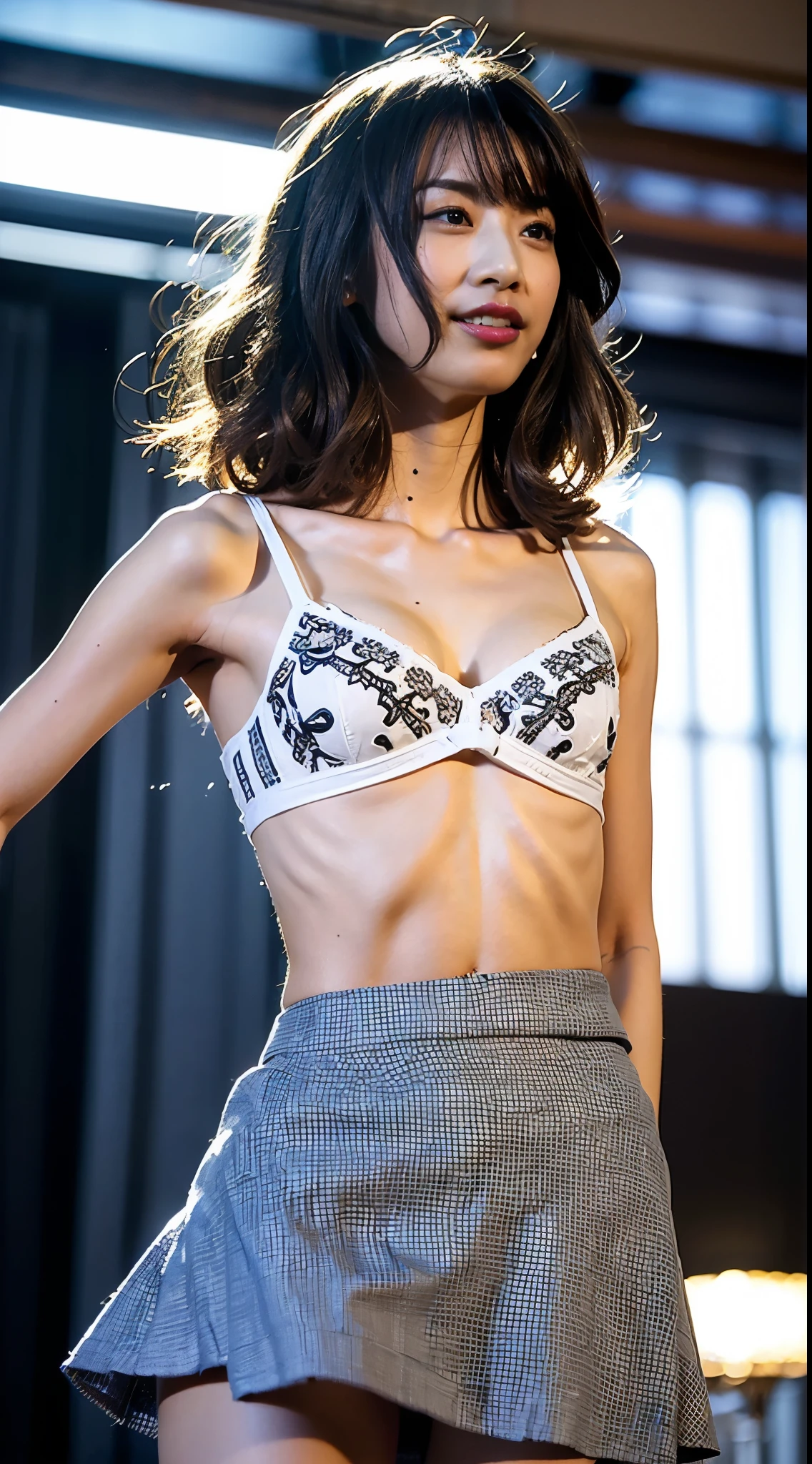 One person, ((underwear, lingerie, String, Roll up your skirt, Roll up your skirt, View from below, Under the skirt, sexy, erotic)), (8K Ultra HD:1.2), Detailed face, Perfect Face, masterpiece, Fine hair, Detailed body, Detailed skin, Fine hand, Detailed fingers,