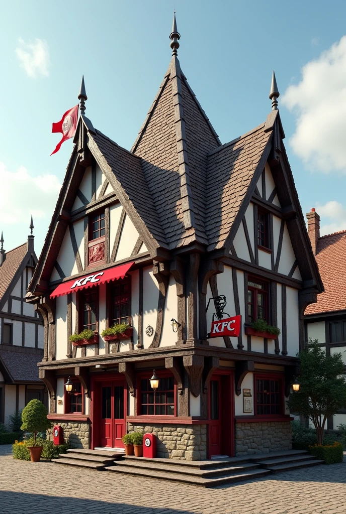 Medieval KFC restaurant one building