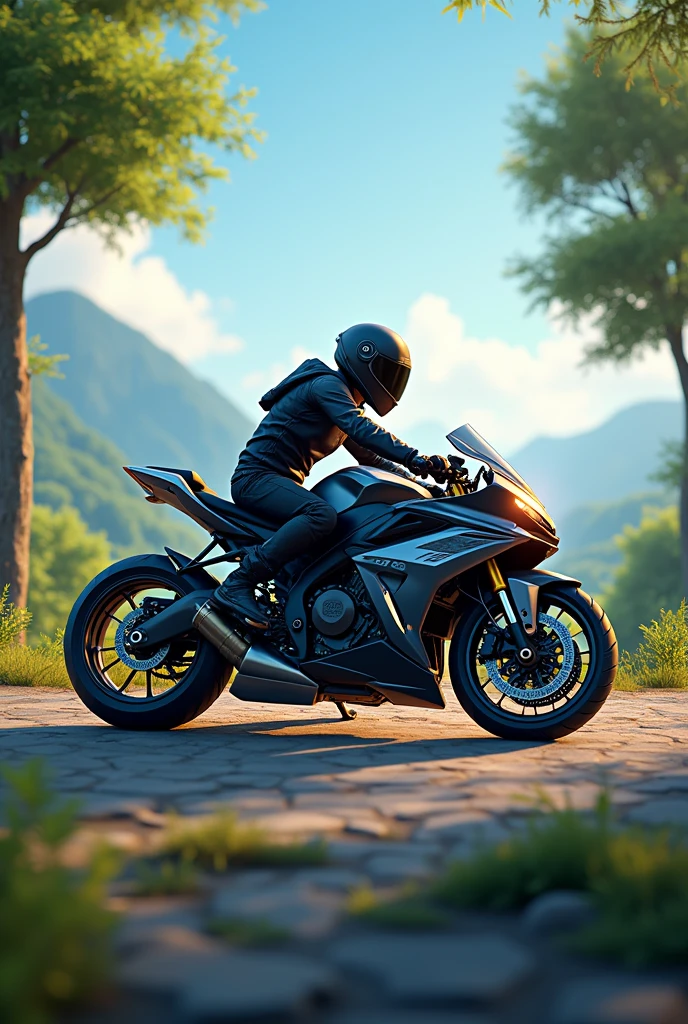 It is youtube channel Name with kPA Vlogs so i need logo background with motor bike make some hd and look like real with nature not like cartoon racing bike kpa logo also