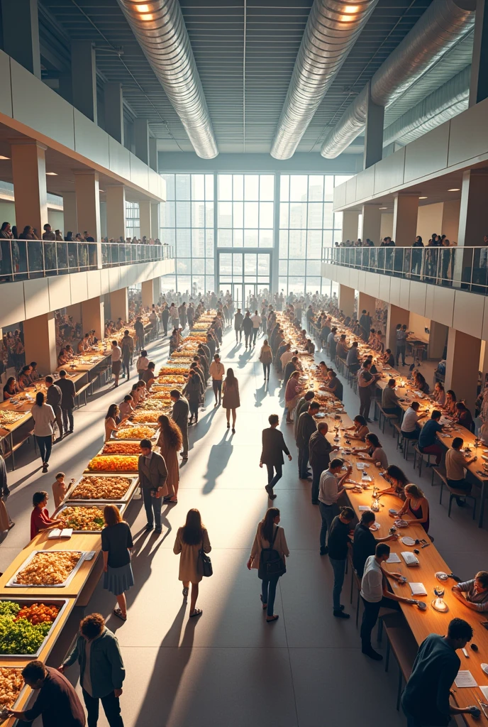 Show an image of a large campus cafeteria.