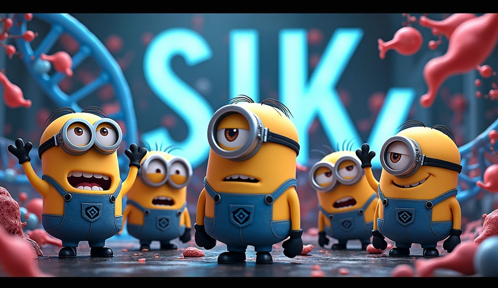 cover photo with minions, dna, cells, protein and text SiK26 with S and K capitalize