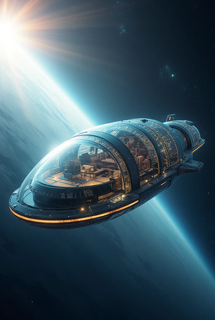 Spaceship、All-round glass、Window glass on the floor、Sense of luxury、noon