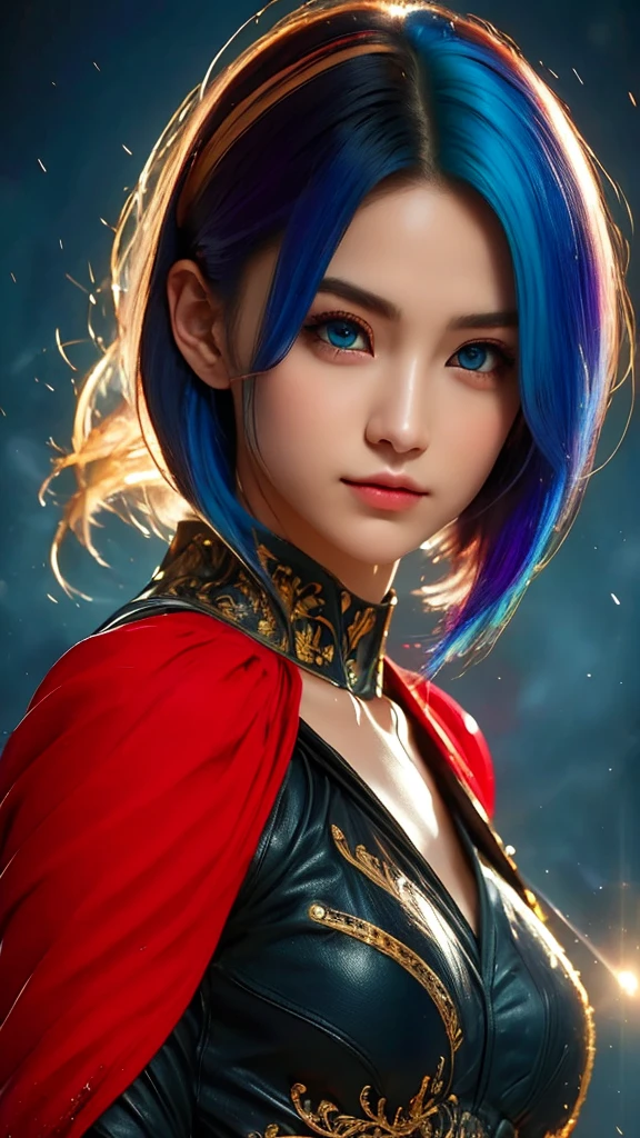 "Experience the ultimate masterpiece with our AI platform - a stunning 8k wallpaper that brings together the best quality and extreme detail. With movie lighting and lens flare, every detail of this CG creation will come to life. Admire the beautiful eyes with their intricate details and mesmerizing heterochromia. And don't forget the multi-colored hair that adds a pop of color to this rich and colorful world."