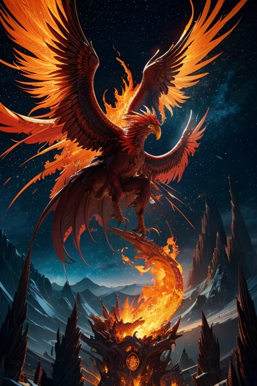 ( perfect anatomy ) a mythical phoenix bird, feathers of fire, spreading sparks, wings ablaze, flying through chaos, ethereal and divine, photorealistic, 8k, hyper detailed, dramatic lighting, vibrant colors, surreal and abstract, fiery holographic effects, dynamic movement(Open your big glowing wings)
High-quality content is very detailed.、Dynamic angles and scary atmosphere,((top air view)) phoenix keeper, fireproof suit with a golden phoenix emblem, fire cage with obsidian bars , crimson sunset, created ((in the style of Albrecht Altdorfer)), Renaissance, pin-dot art,((oil painting knife)), rainessanse older gradient, Complex details, intricate, aesthetics, ((best quality, Masterpiece)),
((Highest detail), Octane rendering, 8K, intricate details, Super detailed and exquisite high quality work from a master artist
masterpiece,Highest quality,8k,High resolution,
Fantastic,scary,horrific,
Please draw an eldritch phoenix monster from H.P. Lovecraft. shapeshifting monster of viscous fire. phoenix of madness. dark green cloudy sky, madness of fire, fire bubbling and pulsating. People covered by the fire. Monster phoenix.