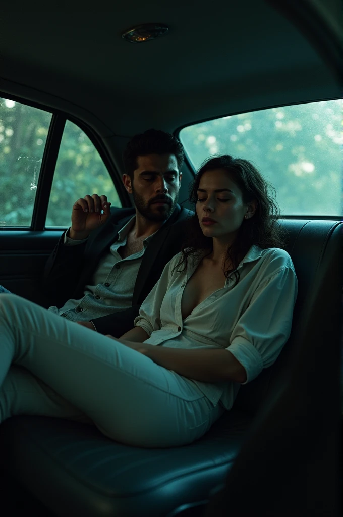 A couple doing bad things inside a car