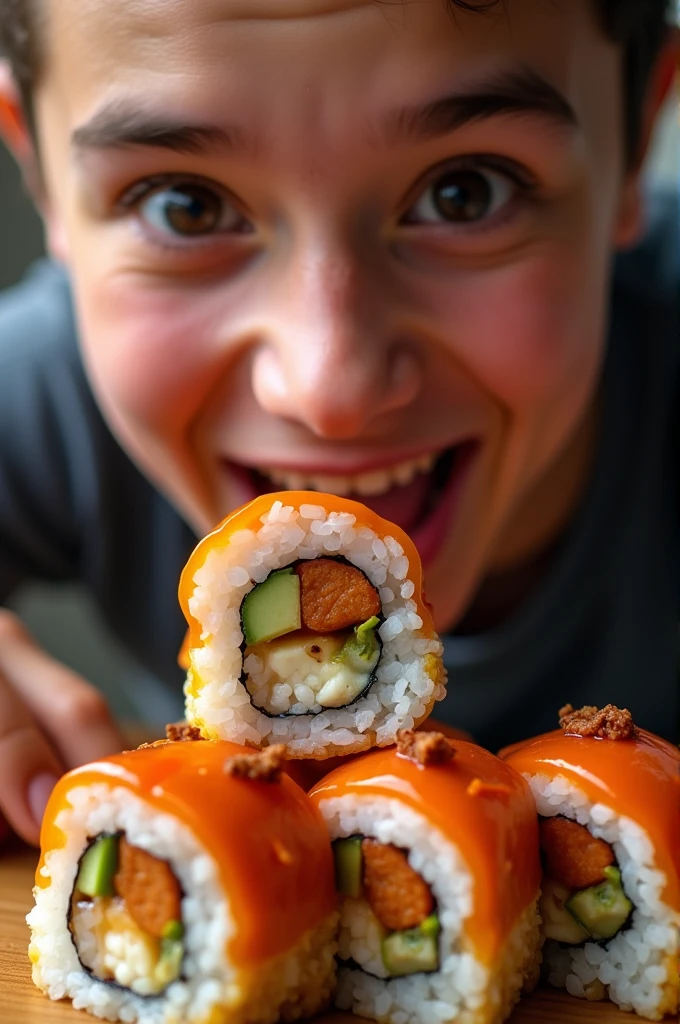i want a thumbnai for youtube video of me eating a bbq roll