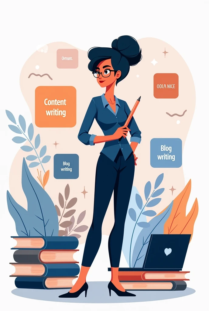 Create a fiverr gig image includes "copywriting, content writing, blogs writing, article writing" create this vertical 