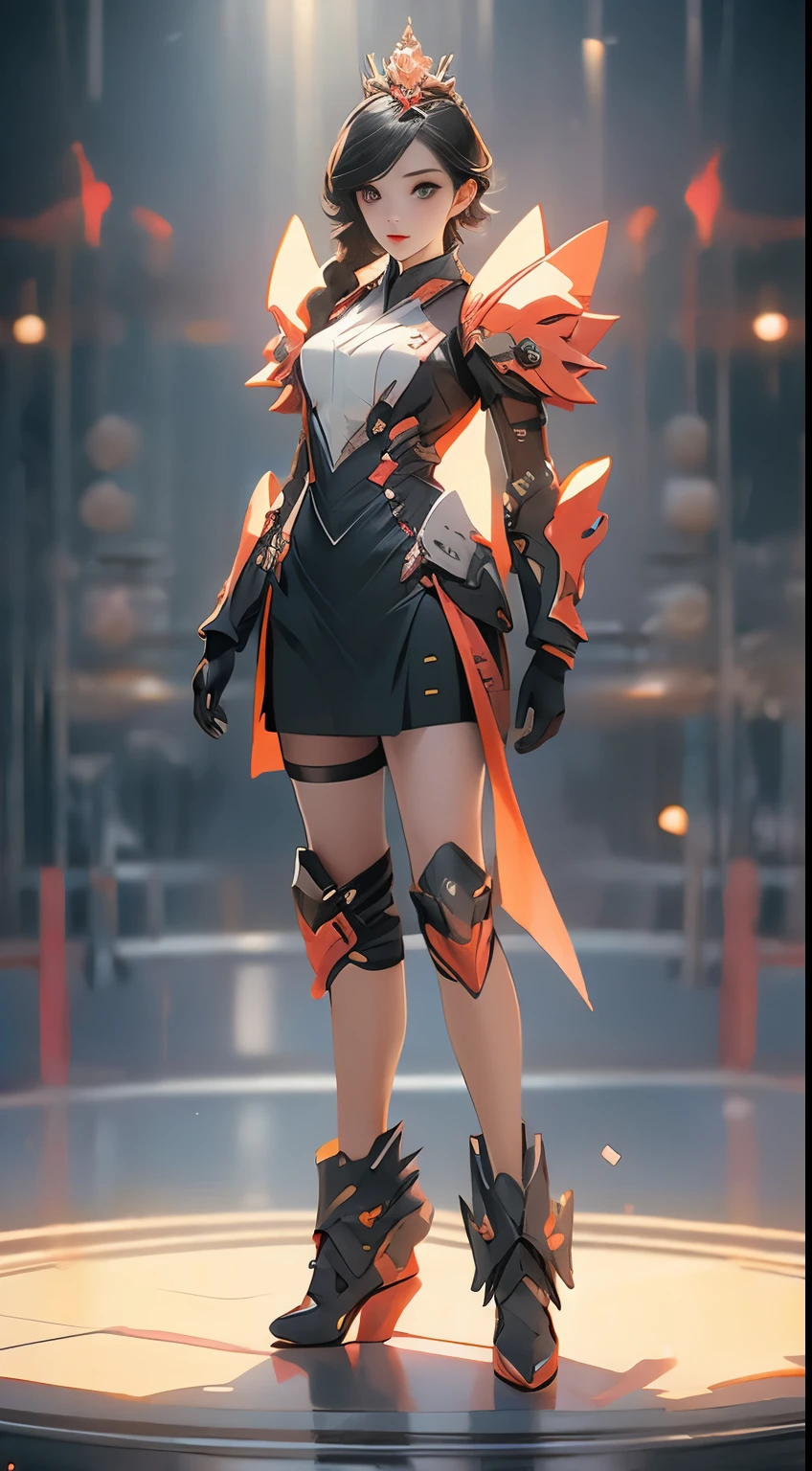 （Best quality at best））， （（tmasterpiece））， （The content is very detailed： 1.3）， 3D， Mecha Chef，The eyes are delicate，largeeyes， Beautiful cyberpunk woman wearing a crown， Comes with chef style armor， sci-fi tech， HighDynamicRange（HighDynamicRange）， Ray traching， NVIDIA RTX， Hyper-Resolution， Unreal 5， sub surface scattering， PBR textures， Post-processing，mediuml breasts， Anisotropy Filtering， depth of fields， Maximum Acutance and Acutance， Many-Layer Textures， Specular and albedo mapping， Surface Coloring， Accurately simulate the interaction of light with materials， proporções perfeitas，Rendered by Octane，twotonelighting，Low ISO，White balance，trichotomy，largeaperture，8K raw data，High efficiency sub-pixel，sub-pixel convolution，Light particles，Light scattering，dingdall effect，Very sexy，Full body lesbian，Fighting posture，black hair and braids， Hot body
