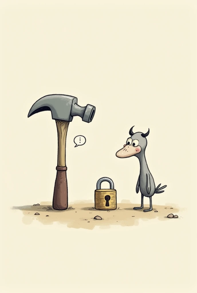 Hammer and key are talking about a lock