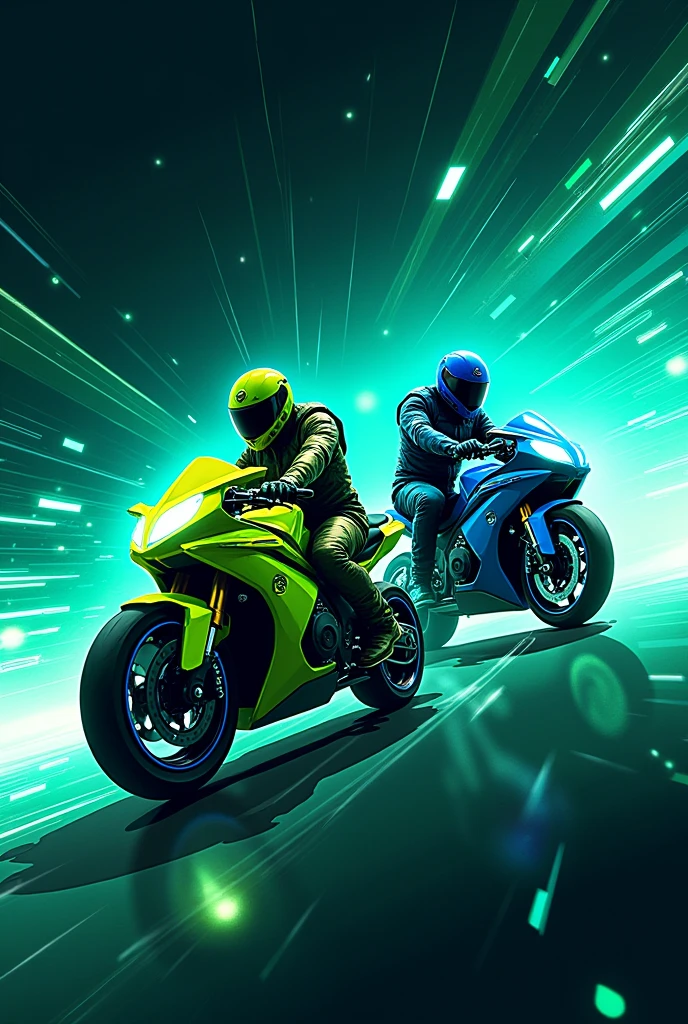 Ingress green and blue motorcycle riding faction banner