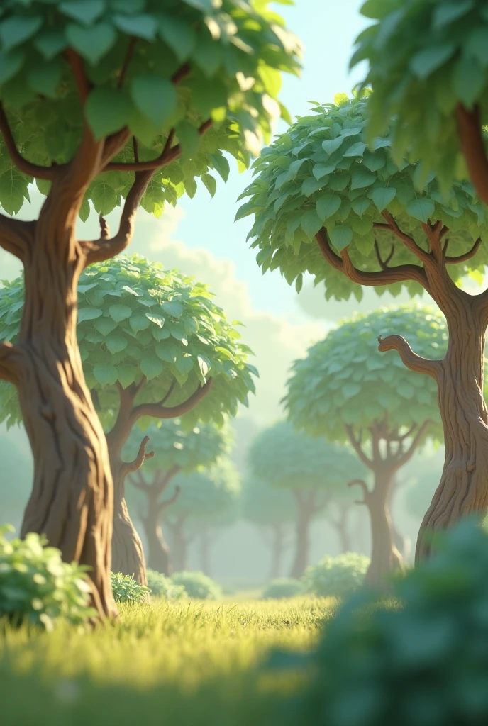 In 3D animation generate" Trees swaying rhythmically as if dancing to the music, with branches moving and leaves rustling.
."