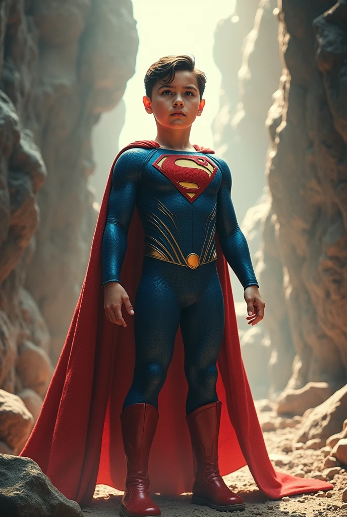 A Boy has the same powers as Superman's fortress ,realistic