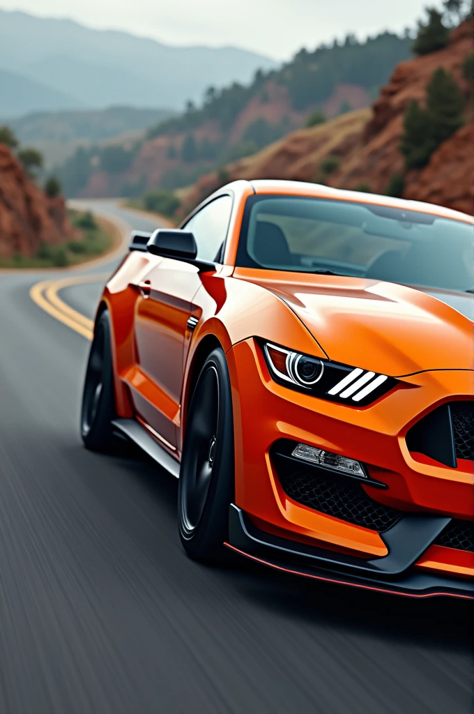 Mustang car in orange colou
