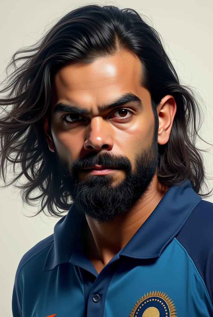 Virat Kohli with long medium hair