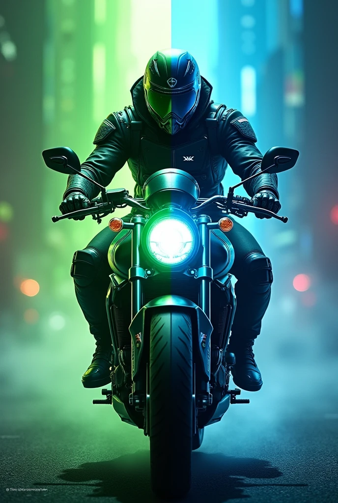 Ingress enlightened green and blue resistance motorcycle riding faction banner