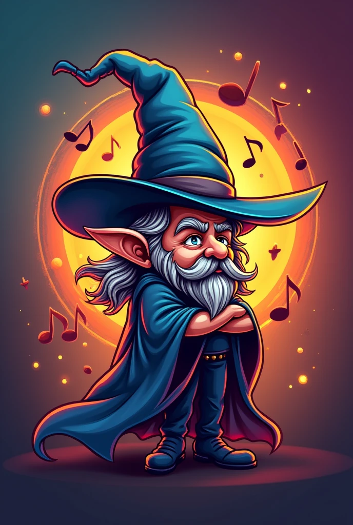 can you generate me a mascot logo with transparent background with the color that revolves in this hex color palette #6D090B
this picture should be in a vector style
follow this order as its layer
1st layer:
inscriptions but music notes
2nd layer
wizard hat or wizard that specializes music