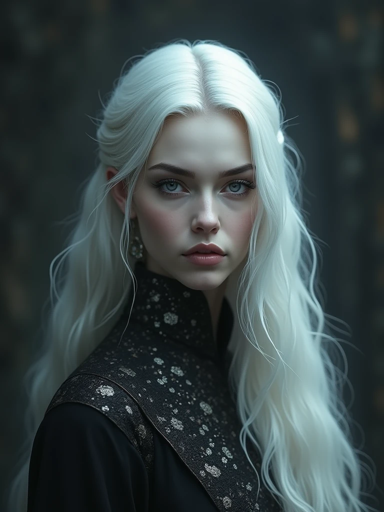 dark queen flawles face,white long hair,beautiful,masterpiece