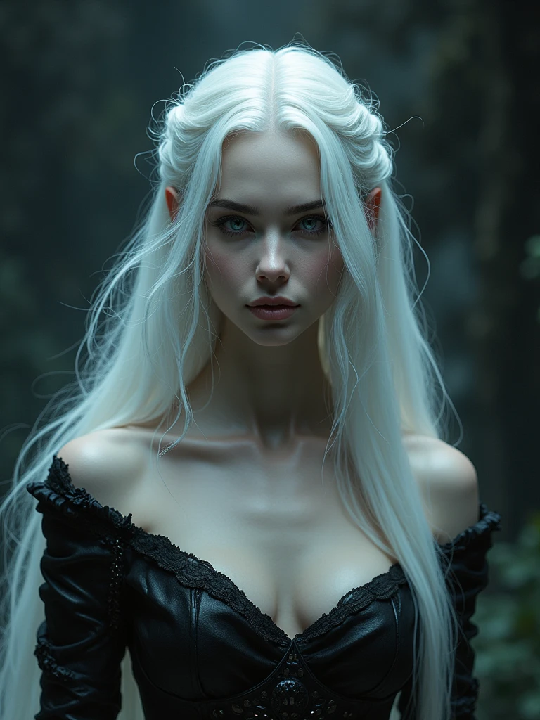 dark queen flawles face,white long hair,beautiful,masterpiece