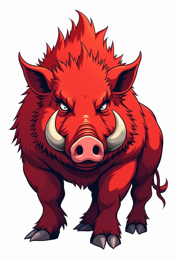 Red boar anime white background