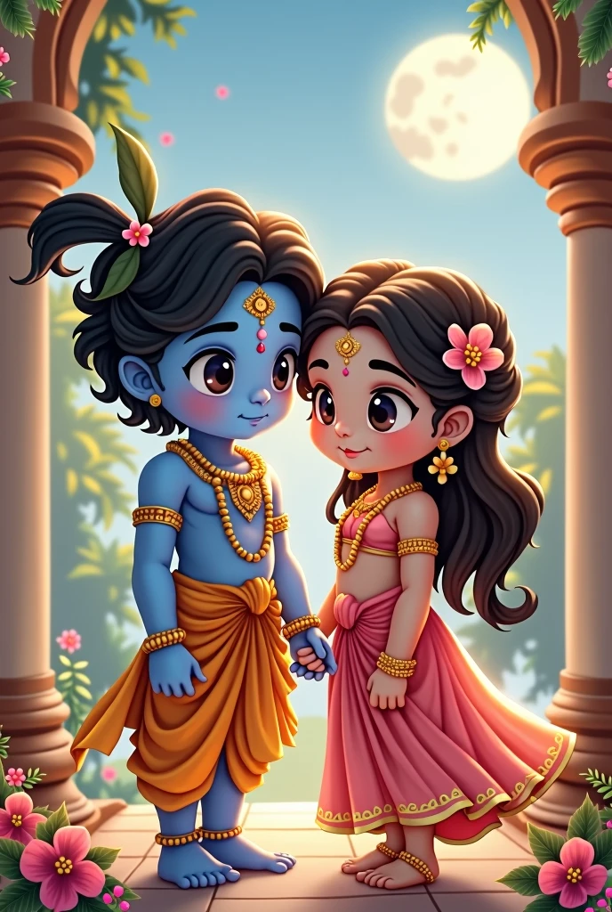 Kids 10 age
Krishna Radha nights cute moon morning sun cute face amine
temple background