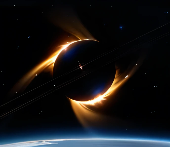A black hole devouring stars and bending spacetime in the darkness of outer space