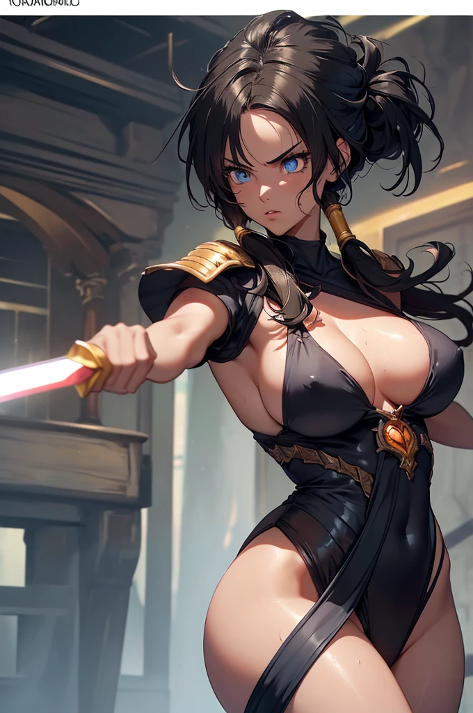 Highest quality,4K,High resolution,masterpiece:1.2), (Ultra-detailed), (Female swordsman with sword) (Dynamic Art), (He saw) (Dragon Ball Z setting), (pose), (Realist,photoRealist,photo-Realist:1.37), (High resolution,High resolution), (Portraiture), (Vibrant colors), (Long legs), (A noticeably elongated face), (Wide range) (Hermosos Fine grain), (Beautifully detailed lips), (Highly detailed eyes and face), , Bright eyes Dynamic angles and postures, Sweatびっしょり, Sweat, (Long eyelashes), (Sharp focus), (Physically Based Rendering), (Beautiful female warrior), (Large Breasts) (Leg spread), (intense), (expression of intense desire), (Motion Blur), (elegant), (Slim figure), (Inspired by anime), (Bright light), (Cinema Lighting), (Contrasting colors), (Mysterious atmosphere), (Action-packed scenes), (Unique Look), (impressive), (good looking), (Exciting), (Expressive), (Interesting atmosphere), (Huge breasts:1.2) ((Highest quality)),((Very detailed)),masterpiece,Absurd,Detailed face,Beautiful Face,(Fine grain, Deep Eyes),(1 person),((Dynamic pose)), Gorgeous armor,Inside the cave,In battle with monsters,