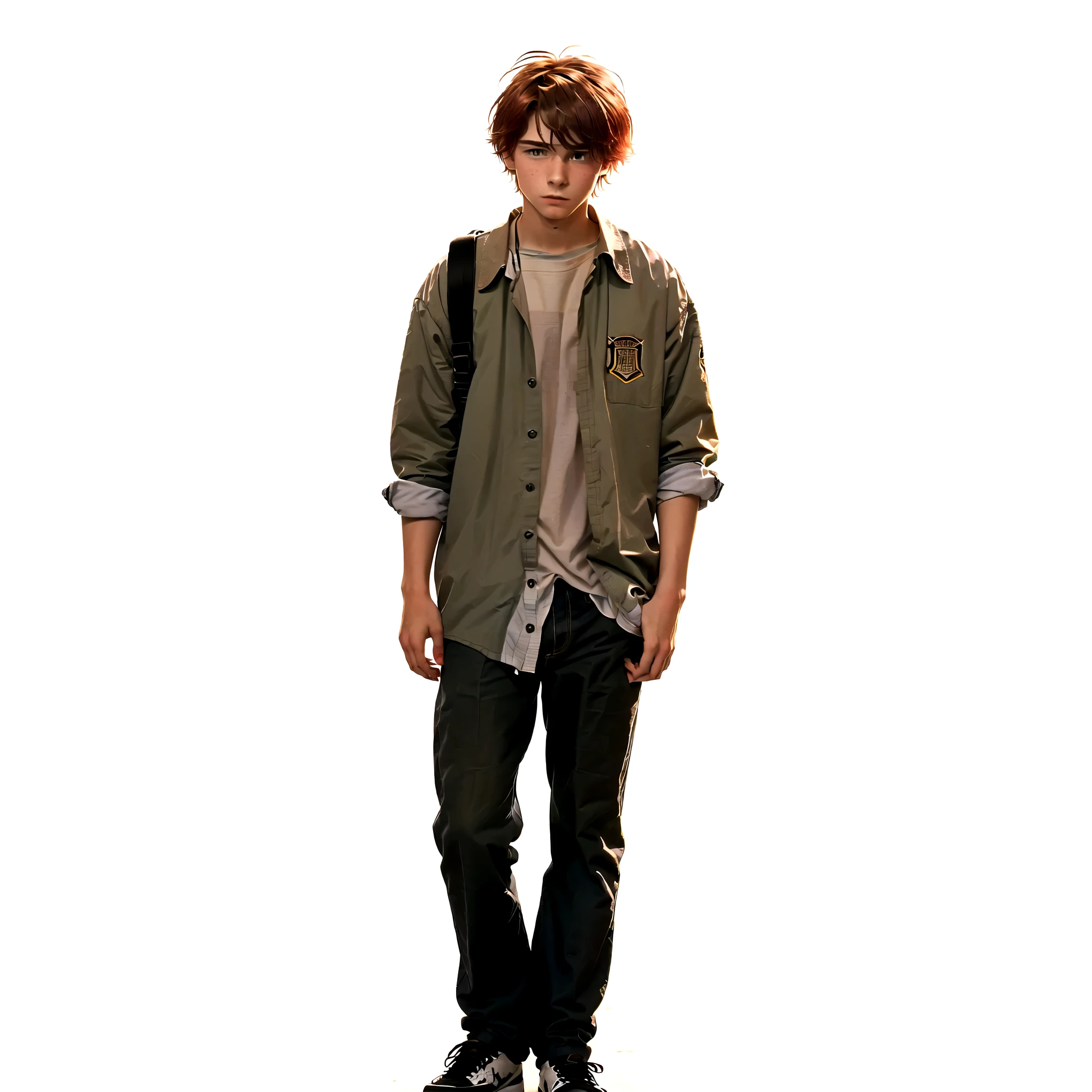 kurt kobain standing in front of a black background, red haired teen boy, student, male teenager, teenage boy walking boy, teenager,