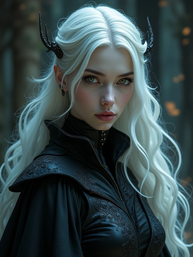 dark queen flawles face,white long hair,beautiful,masterpiece