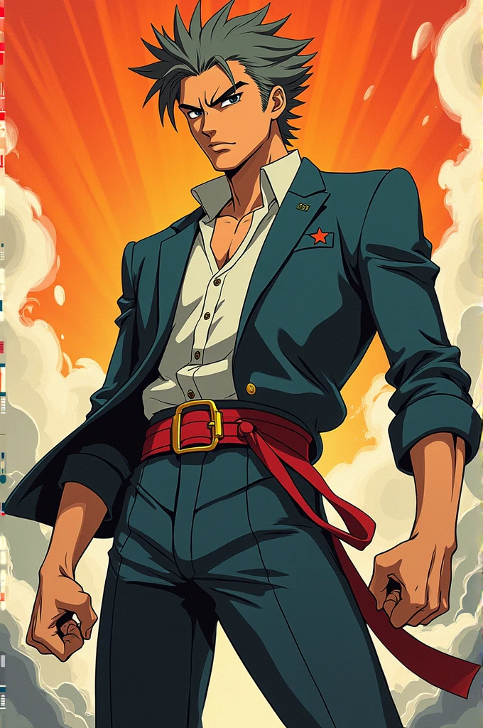 Make an image of Itadori, the character from Jujutsu Kaizen, but with animation like the ones from the 90s.