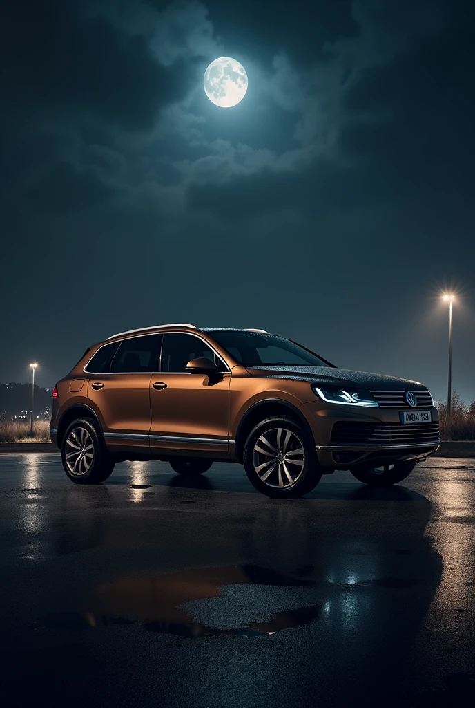 2016 Volkswagen Touareg, brown, night, 0% black window tint