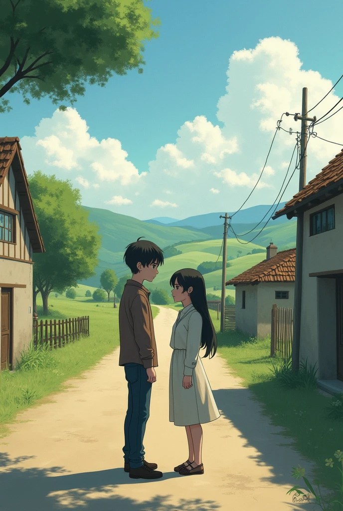 SCENE 1: The farewell in the village Space: Next to a road in Andi's hometown. It is a quiet and rural area, with an atmosphere that reflects the peaceful surroundings of country life