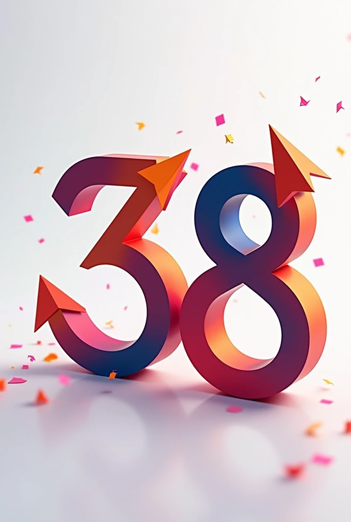 the number 38 with an arrow above coming out of the 8 and pointing to the 3 and another below , leaving the 3 and pointing to the 8, suggesting a celebration