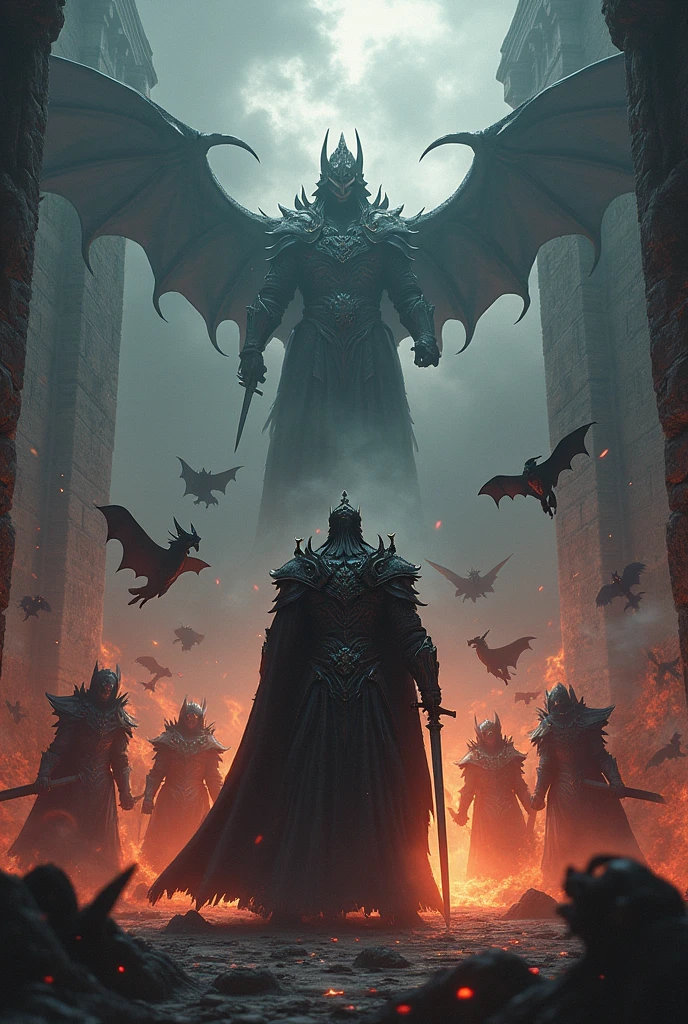 King man with team fight fire and vampire with Pokemon fight Pokemon