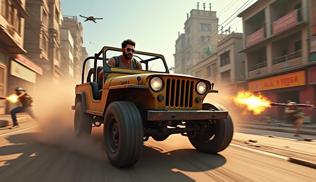 Scene 5: Location: Bimasakti Strip

Alok Free Fire drives a jeep across the strip, his sunglasses reflecting the chaos around him. He fires at enemies while racing toward the next safe zone.