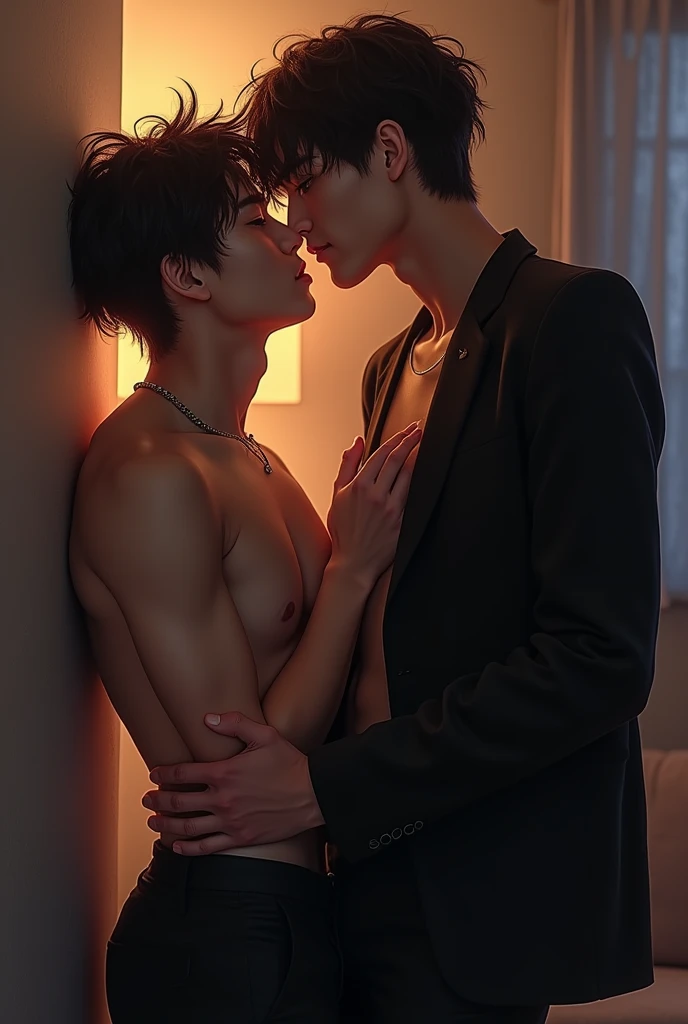 Enhypen's Sunghoon is cornering Suno against the wall (gay men)
And that in the middle as a le is the word playful
(the whole image type spi