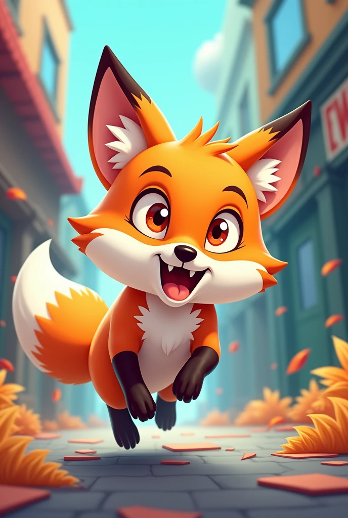 Fox cartoon character with words Fox Run