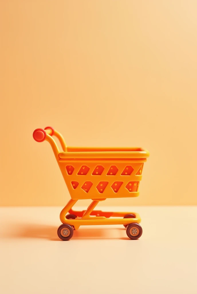 Picture 1:1 (square) orange shopping cart. background with instagram colors minimalist design without a 3D background concept. Super 2d cartoon style
